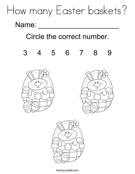 How many Easter baskets? Coloring Page