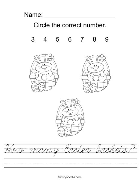 How many Easter baskets? Worksheet