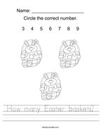 How many Easter baskets Handwriting Sheet