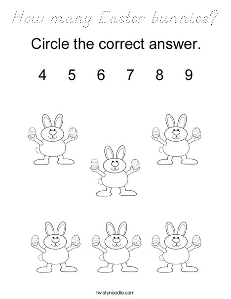 How many Easter bunnies? Coloring Page
