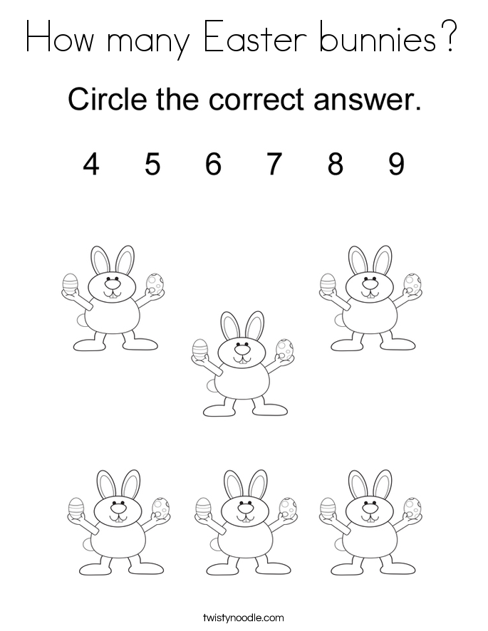 How many Easter bunnies? Coloring Page