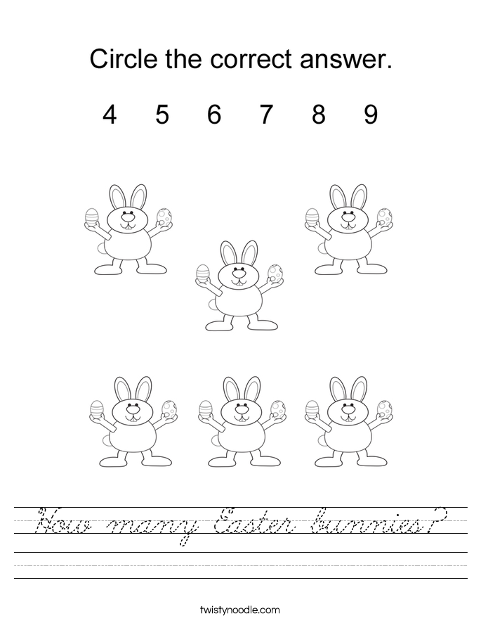 How many Easter bunnies? Worksheet