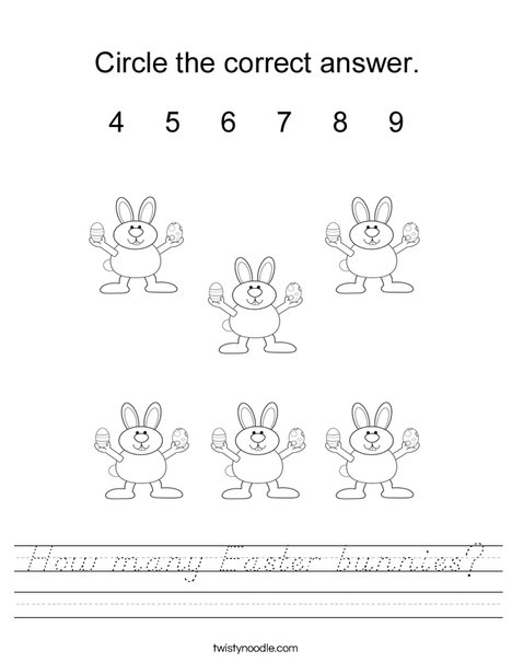 How many Easter bunnies? Worksheet