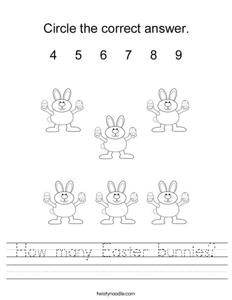 How many Easter bunnies? Worksheet