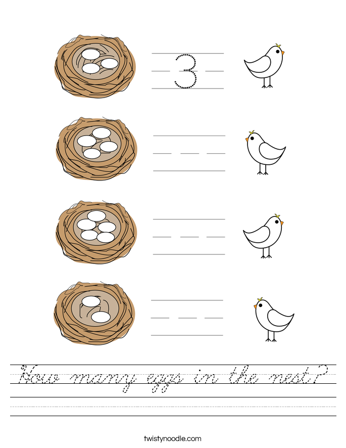 How many eggs in the nest? Worksheet