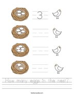 How many eggs in the nest Handwriting Sheet