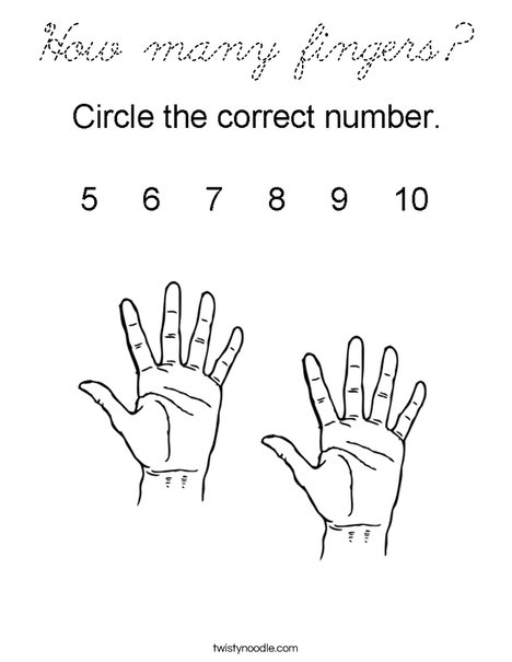 How many fingers? Coloring Page