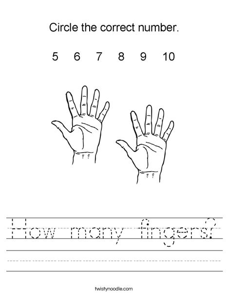 How many fingers? Worksheet