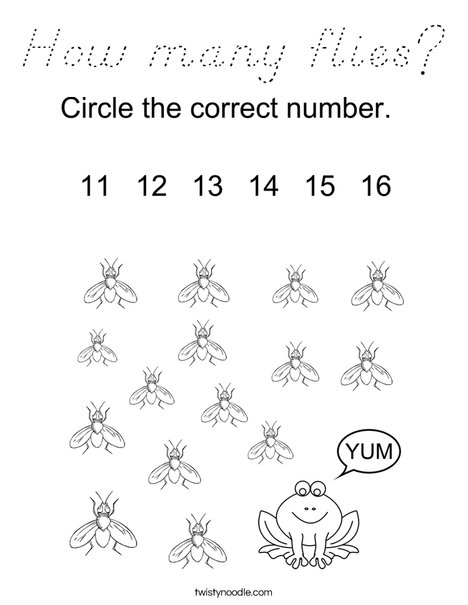 How many flies? Coloring Page