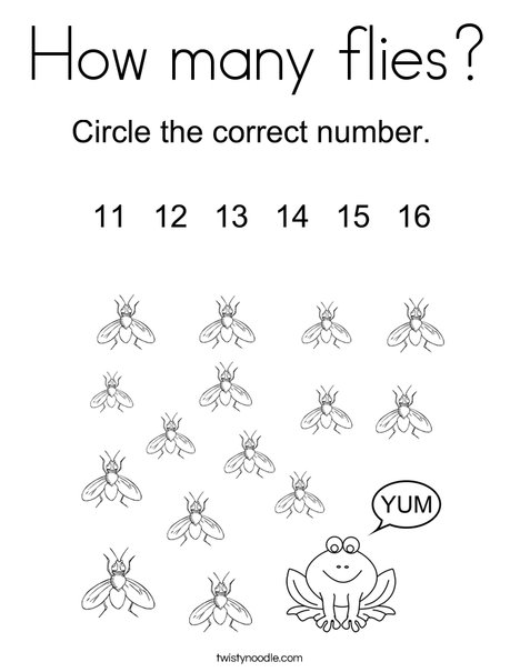 How many flies? Coloring Page