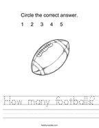 How many footballs Handwriting Sheet