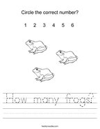 How many frogs Handwriting Sheet
