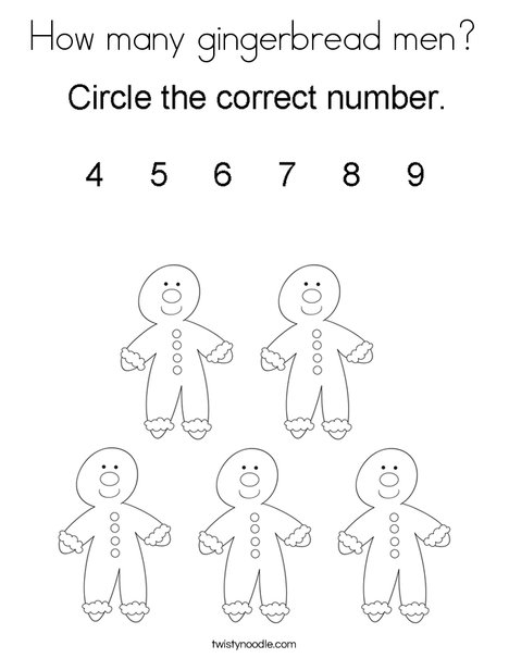 how many gingerbread men coloring page twisty noodle