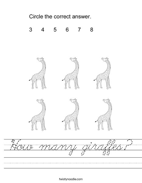How many giraffes? Worksheet