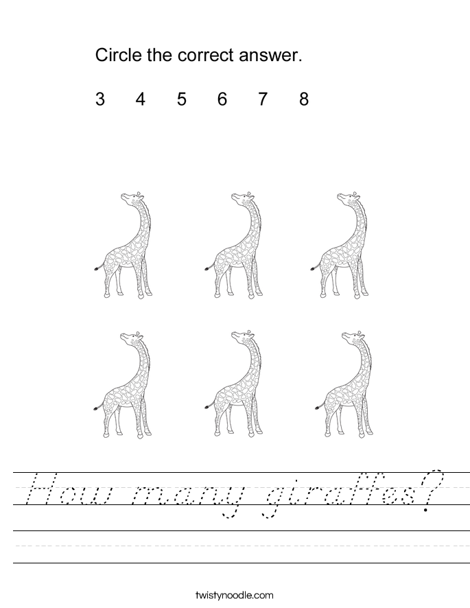 How many giraffes? Worksheet