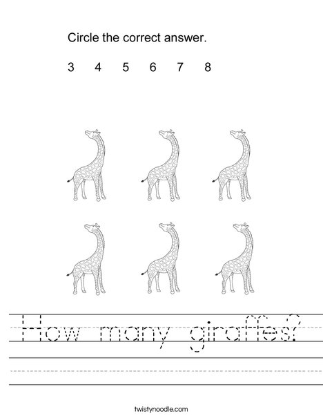 How many giraffes? Worksheet