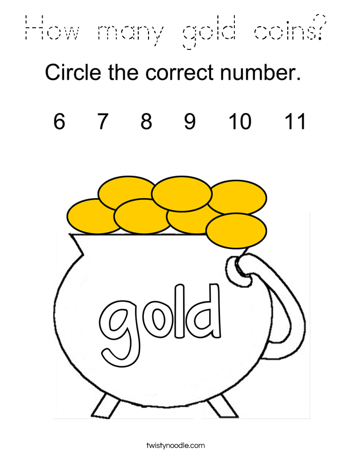 How many gold coins? Coloring Page