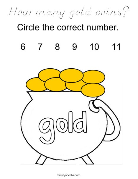 How many gold coins? Coloring Page