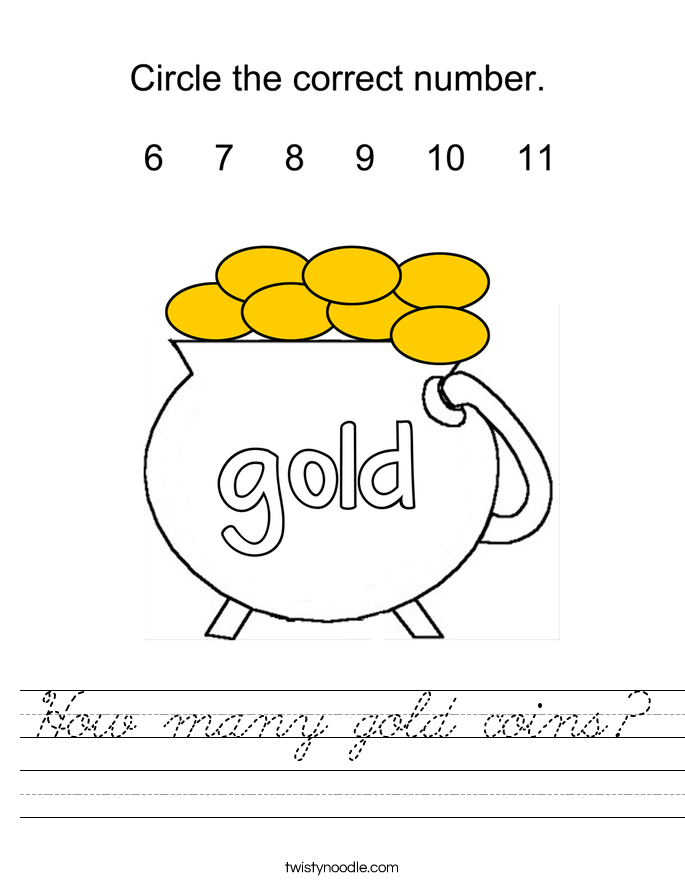 How many gold coins? Worksheet