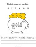 How many gold coins? Worksheet