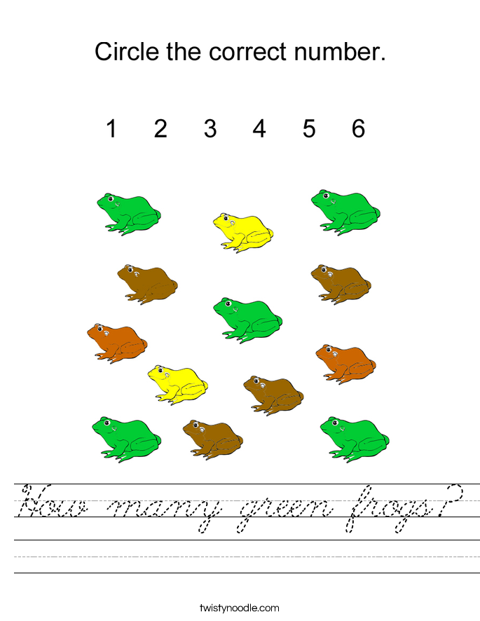 How many green frogs? Worksheet