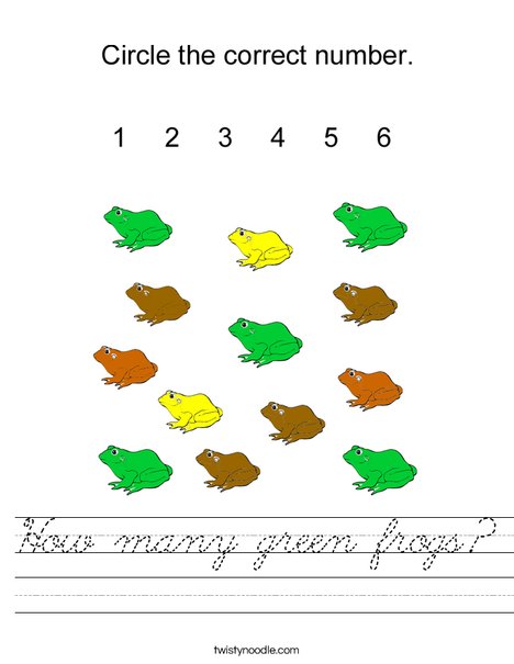 How many green frogs? Worksheet