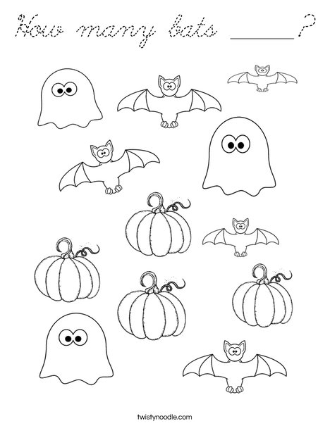 How Many Halloween Bats Coloring Page