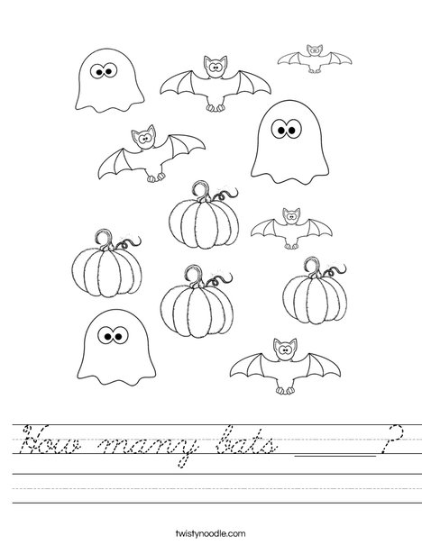 How Many Halloween Bats Worksheet