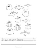 How many bats ______ Handwriting Sheet