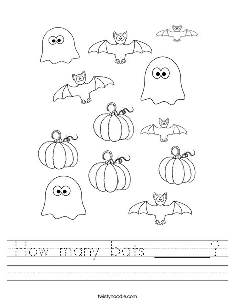 How Many Halloween Bats Worksheet