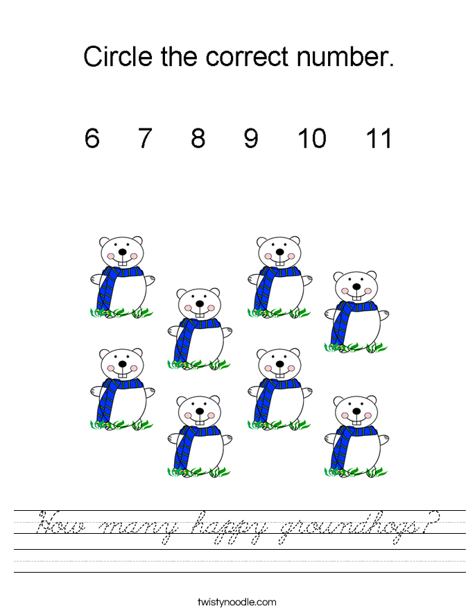 How many happy groundhogs? Worksheet