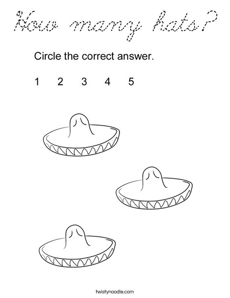 How many hats? Coloring Page