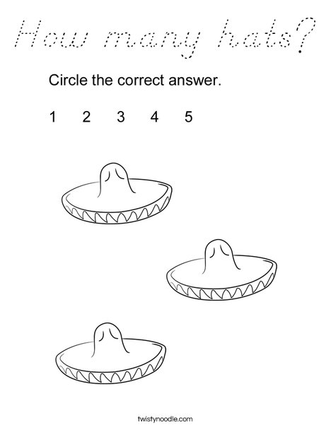 How many hats? Coloring Page