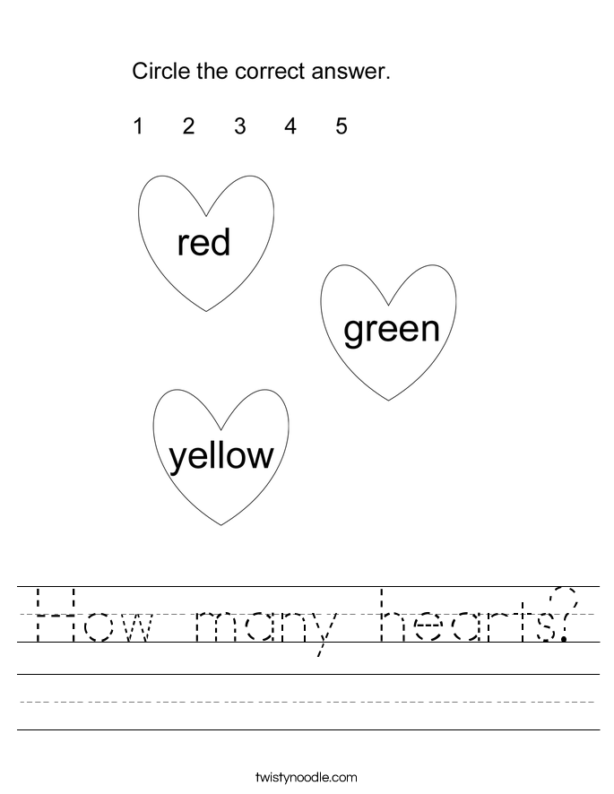 How many hearts Worksheet - Twisty Noodle