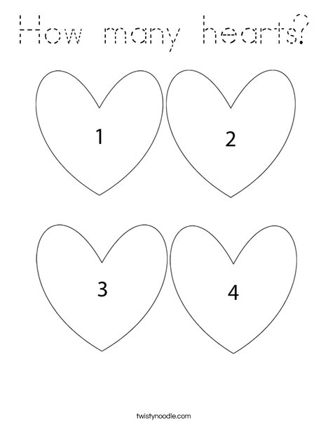 How many hearts Coloring Page