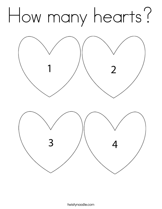 How many hearts? Coloring Page