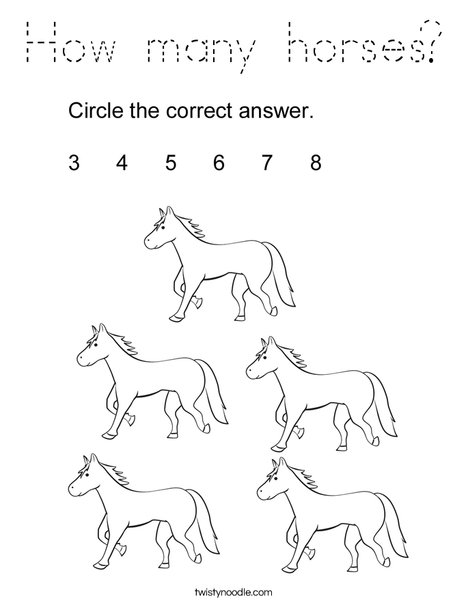 How many horses? Coloring Page