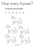How many horses? Coloring Page