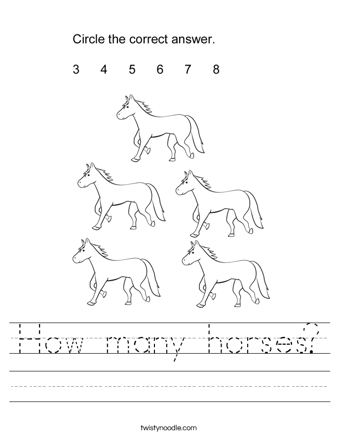 How many horses Worksheet - Twisty Noodle