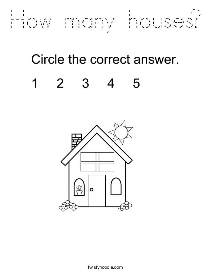 How many houses? Coloring Page