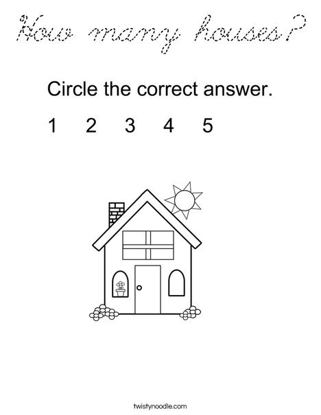 How many houses? Coloring Page