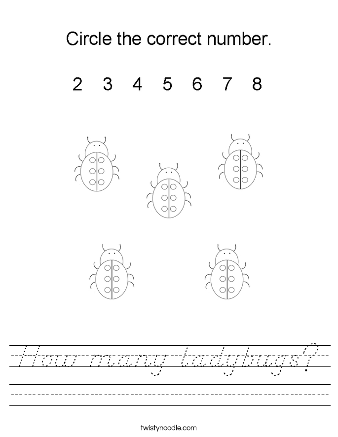 How many ladybugs? Worksheet