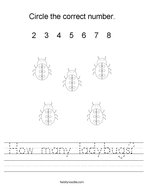 How many ladybugs Handwriting Sheet