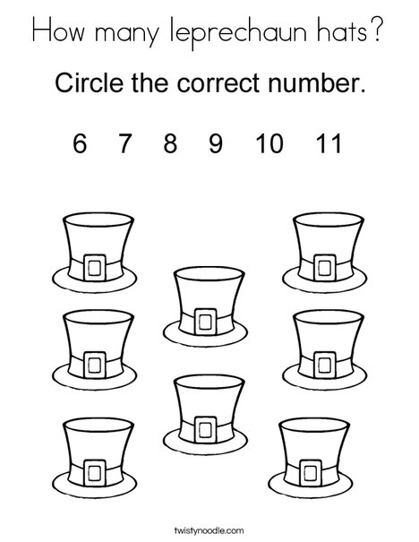 How many Leprechaun Hats? Coloring Page