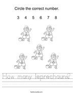 How many leprechauns Handwriting Sheet