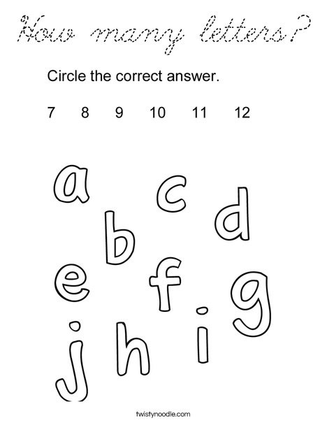 How many letters? Coloring Page