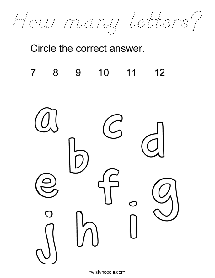 How many letters? Coloring Page