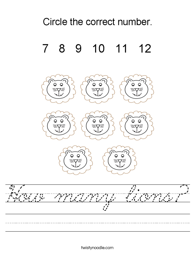 How many lions? Worksheet