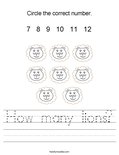 How many lions? Worksheet