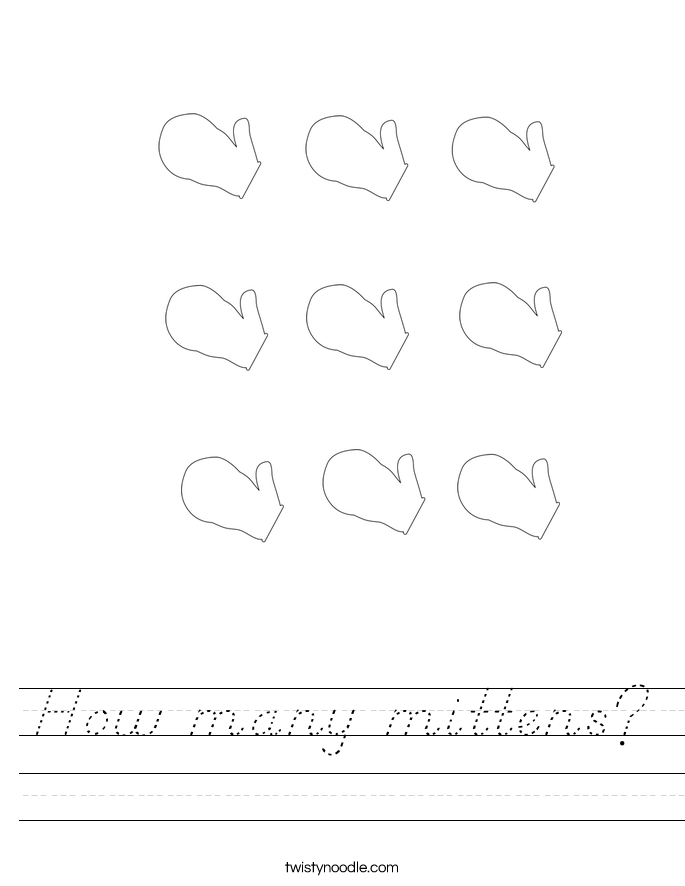 How many mittens? Worksheet
